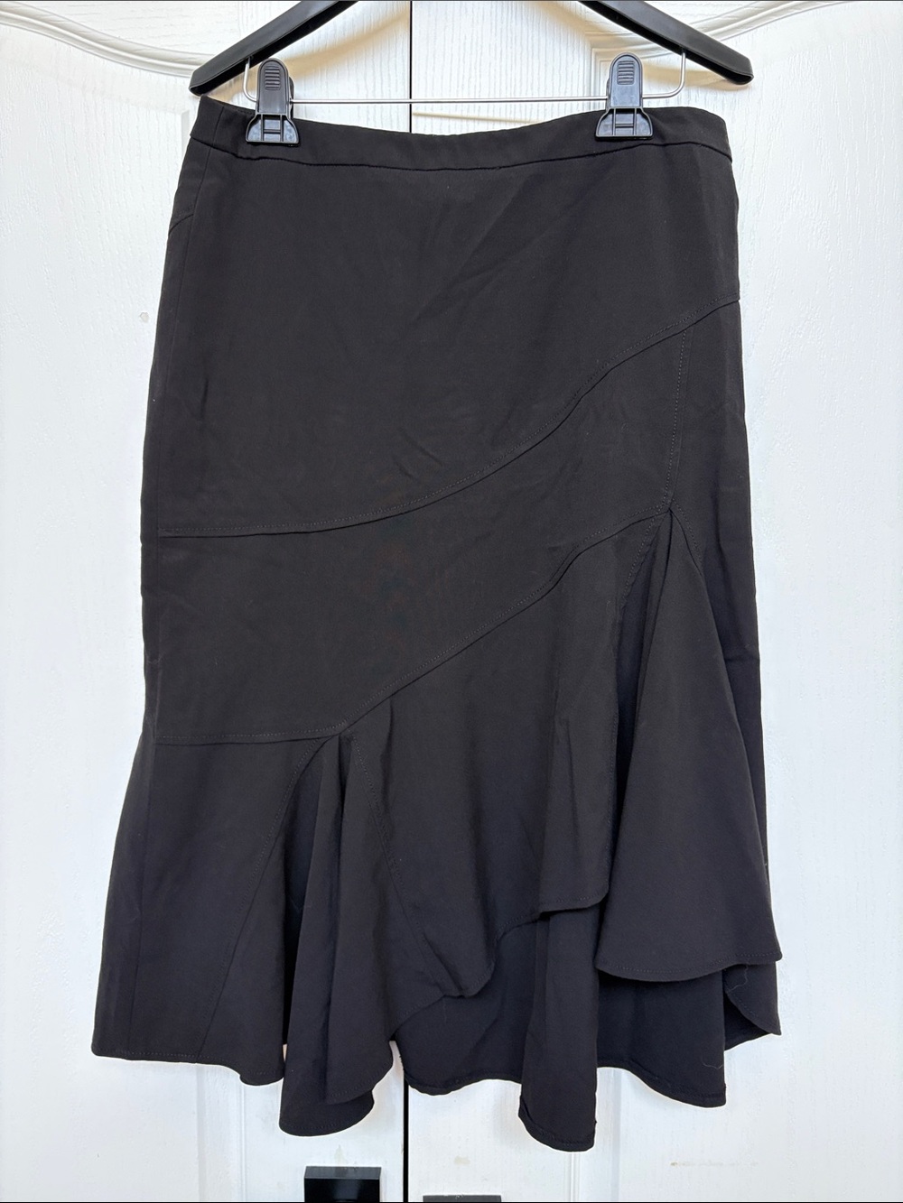 new directions Black Asymmetrical Ruffle Skirt
